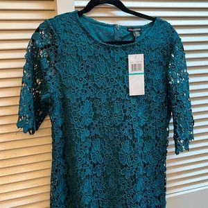 NWT Nina Leonard lace dress, deep green, size L